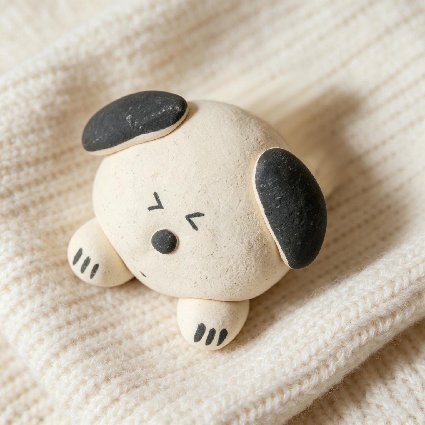 Dog Ceramic Figurine, Mini Dog Desk Decor, Handmade Puppy Ornament, Minimalist Dog Shelf Accent, Gift For Dog Lover, Cute Dog Figurine