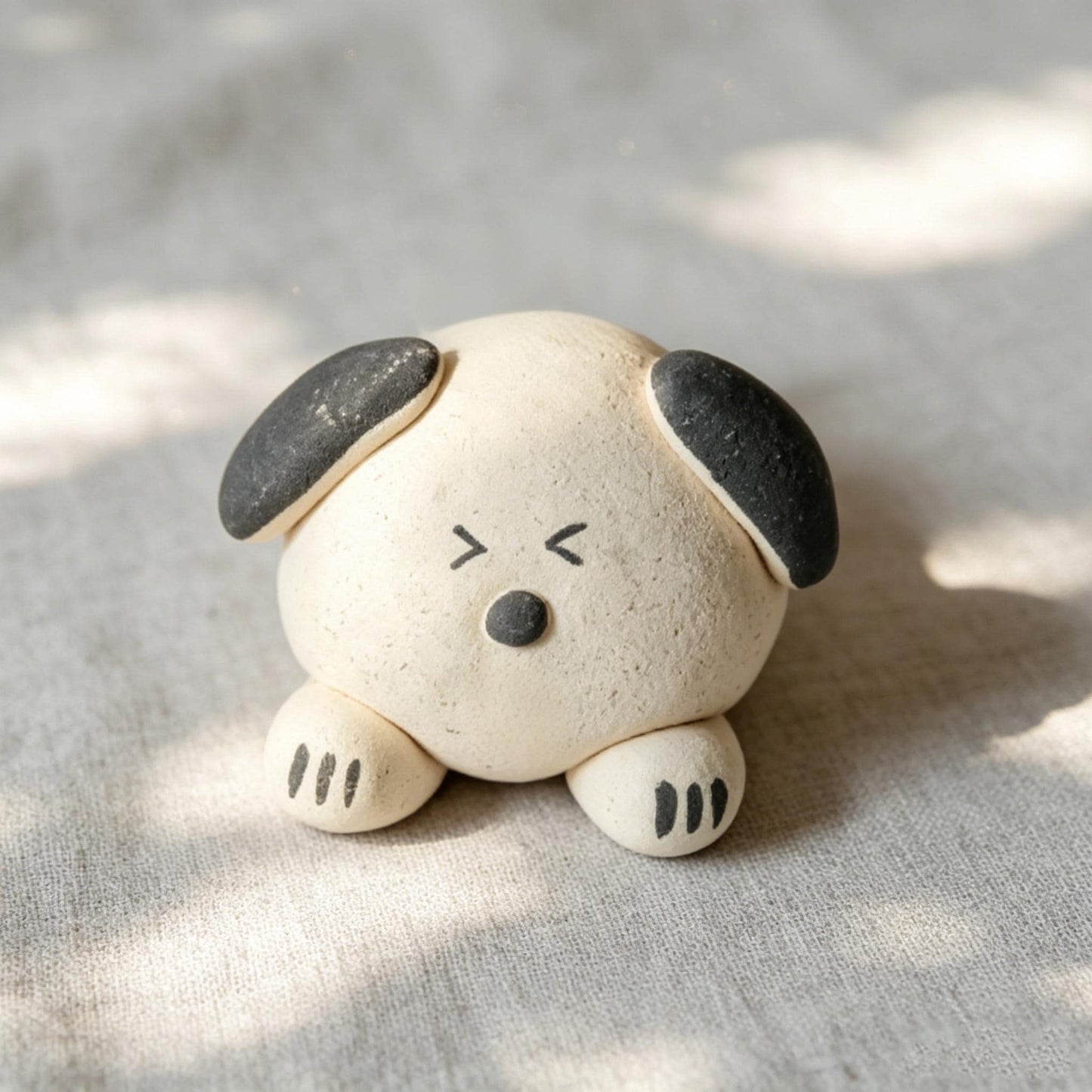 Dog Ceramic Figurine, Mini Dog Desk Decor, Handmade Puppy Ornament, Minimalist Dog Shelf Accent, Gift For Dog Lover, Cute Dog Figurine