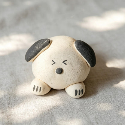Dog Ceramic Figurine, Mini Dog Desk Decor, Handmade Puppy Ornament, Minimalist Dog Shelf Accent, Gift For Dog Lover, Cute Dog Figurine