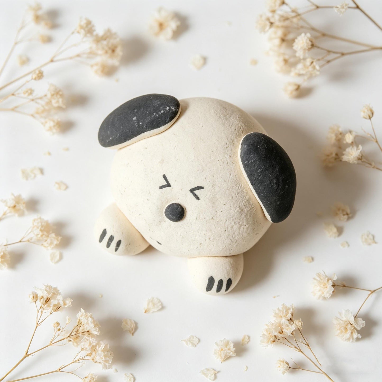 Dog Ceramic Figurine, Mini Dog Desk Decor, Handmade Puppy Ornament, Minimalist Dog Shelf Accent, Gift For Dog Lover, Cute Dog Figurine