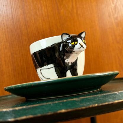 Cat Coffee Mug, 3d Cat Ceramic Cup, Black White Cat Mug, Cute Cat Shaped Tea Cup, Gift For Cat Lover, Cat Mom Gift, Novelty Kitty Mug