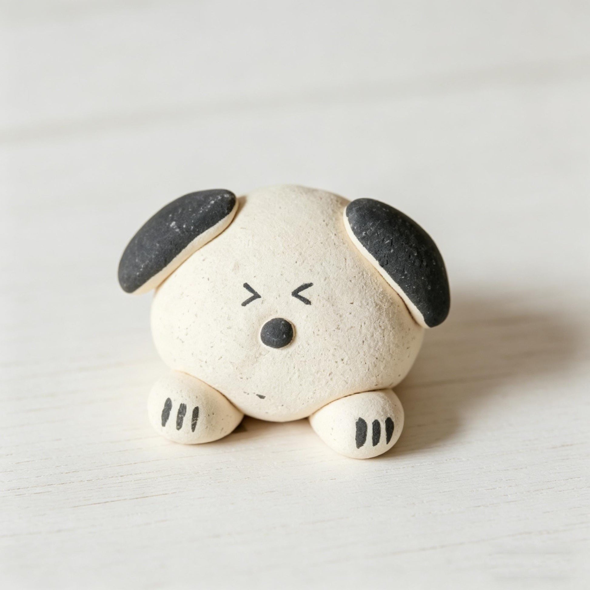Dog Ceramic Figurine, Mini Dog Desk Decor, Handmade Puppy Ornament, Minimalist Dog Shelf Accent, Gift For Dog Lover, Cute Dog Figurine