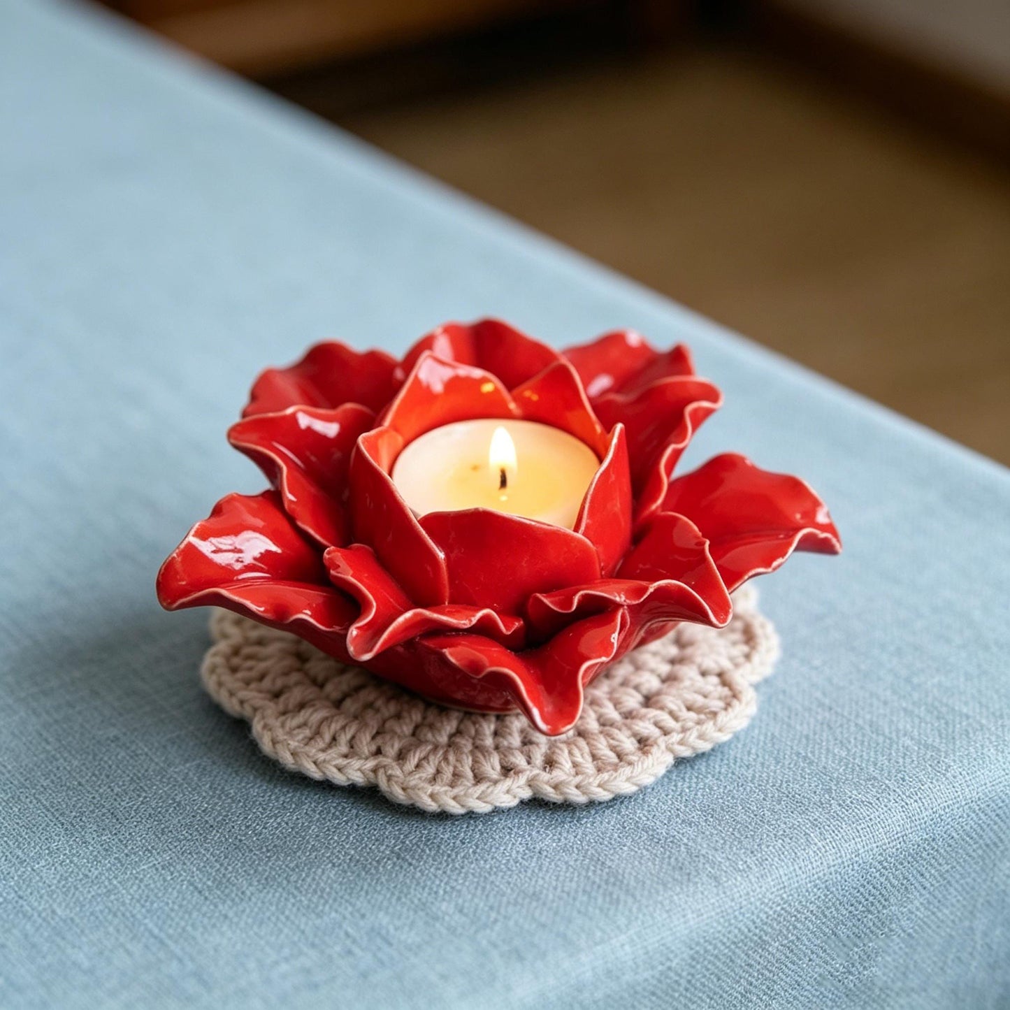 Rose Candle Holder, Ceramic Flower Candle Holder, Ceramic Rose Candle Dish, Romantic Home Decor, Wedding Art Decor, Bridal Shower Gift