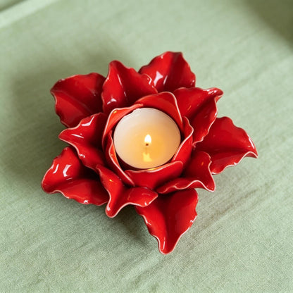 Rose Candle Holder, Ceramic Flower Candle Holder, Ceramic Rose Candle Dish, Romantic Home Decor, Wedding Art Decor, Bridal Shower Gift