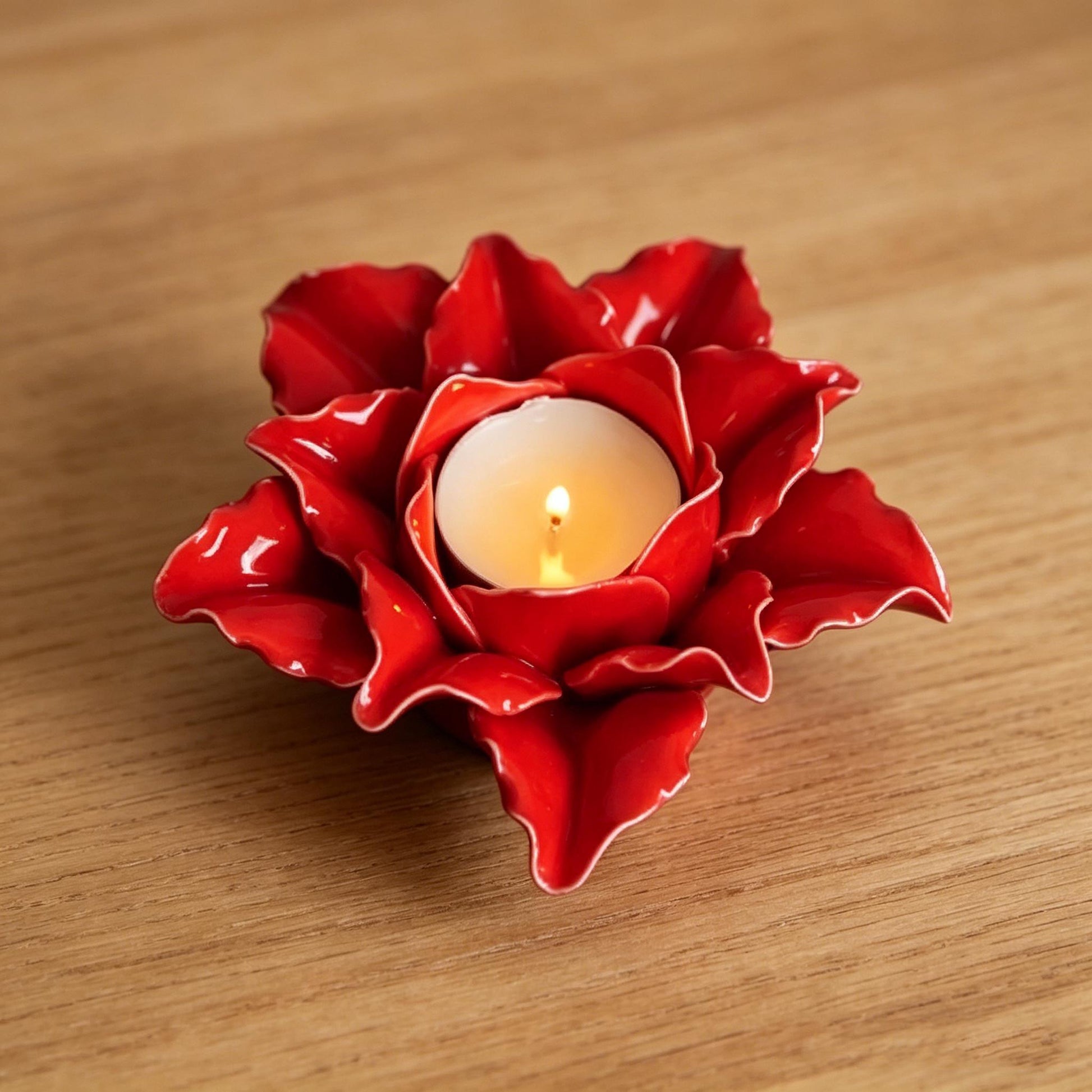 Rose Candle Holder, Ceramic Flower Candle Holder, Ceramic Rose Candle Dish, Romantic Home Decor, Wedding Art Decor, Bridal Shower Gift
